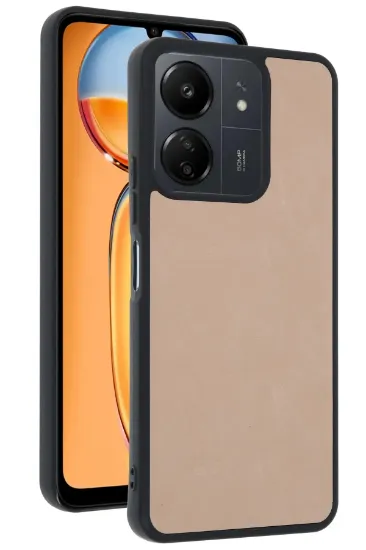 Newface Xiaomi Redmi 13C Kılıf Aras Deri Kapak - Pudra resmi