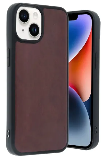 Newface iPhone 14 Kılıf Aras Deri Kapak - Bordo resmi