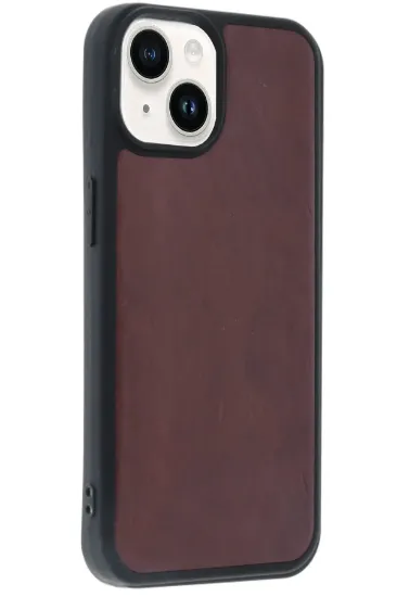 Newface iPhone 14 Kılıf Aras Deri Kapak - Bordo resmi