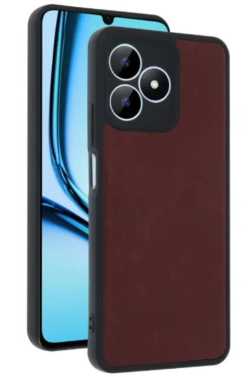Newface Realme Note 50 4G Kılıf Aras Deri Kapak - Bordo resmi