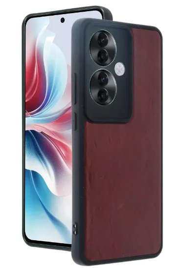 Newface Oppo Reno 11F Kılıf Aras Deri Kapak - Bordo resmi
