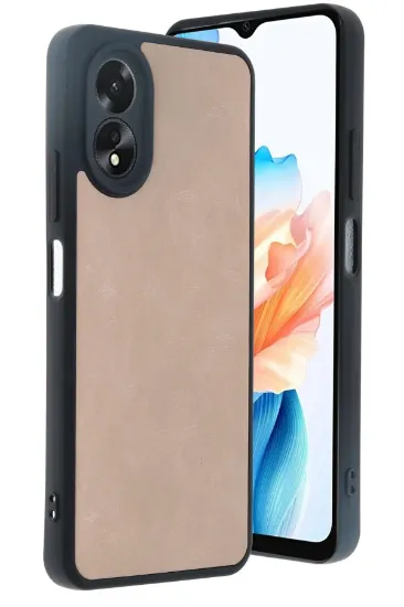 Newface Oppo A38 Kılıf Aras Deri Kapak - Pudra resmi