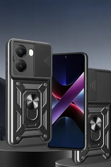 Newface Xiaomi Poco X7 Pro Kılıf Pars Lens Yüzüklü Silikon - Kırmızı resmi