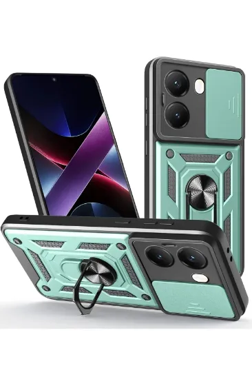 Newface Xiaomi Poco X7 Pro Kılıf Pars Lens Yüzüklü Silikon - Yeşil resmi
