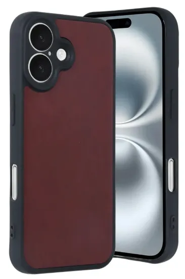 Newface iPhone 16 Kılıf Aras Deri Kapak - Bordo resmi