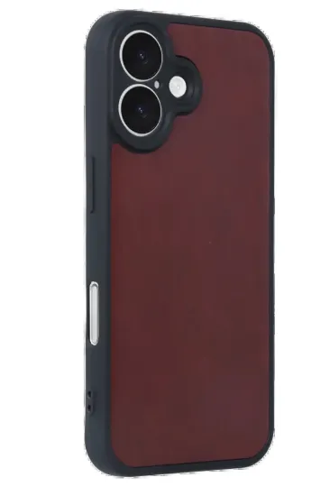 Newface iPhone 16 Kılıf Aras Deri Kapak - Bordo resmi