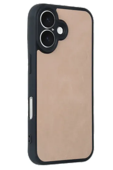Newface iPhone 16 Kılıf Aras Deri Kapak - Pudra resmi