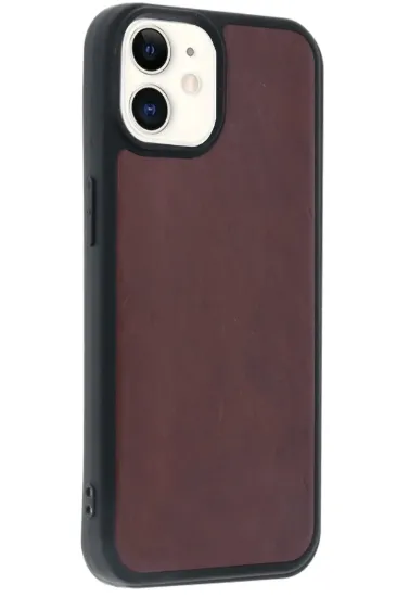Newface iPhone 11 Kılıf Aras Deri Kapak - Bordo resmi