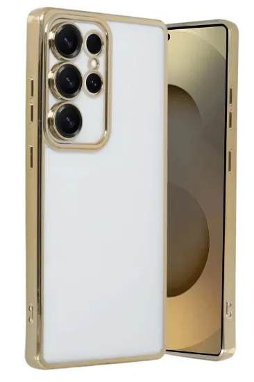 Newface Samsung Galaxy S25 Ultra Kılıf Razer Lensli Silikon - Gold resmi
