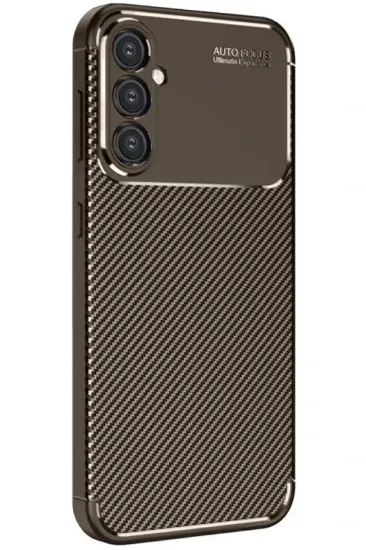 Newface Samsung Galaxy A16 5G Kılıf Auto Focus Karbon Kapak - Kahverengi resmi