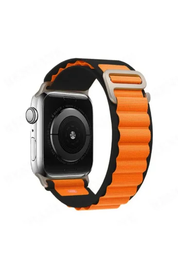 Newface Apple Watch Ultra 49mm Mountain Kordon - Siyah-Turuncu resmi
