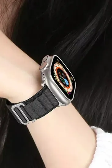 Newface Apple Watch Ultra 49mm Mountain Kordon - Siyah-Turuncu resmi