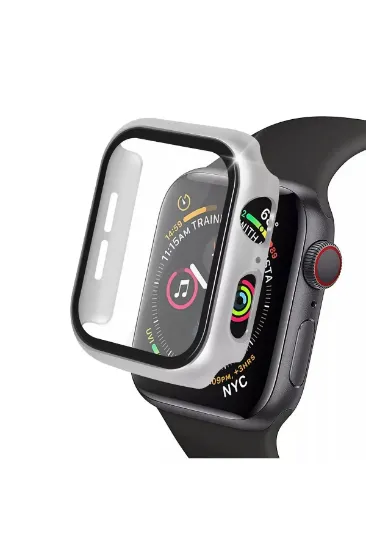 Newface Apple Watch 44mm Camlı Kasa Ekran Koruyucu - Gümüş resmi