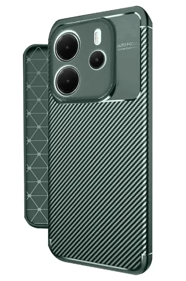Newface Xiaomi Redmi Note 14 4G Kılıf Auto Focus Karbon Kapak - Koyu Yeşil resmi