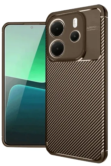 Newface Xiaomi Redmi Note 14 4G Kılıf Auto Focus Karbon Kapak - Kahverengi resmi