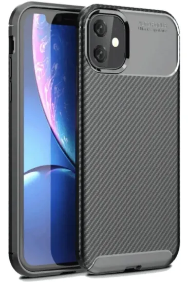 Newface iPhone 11 Kılıf Auto Focus Karbon Kapak - Siyah resmi