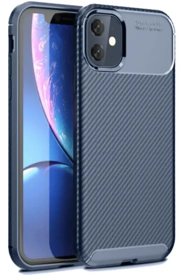 Newface iPhone 11 Kılıf Auto Focus Karbon Kapak - Lacivert resmi
