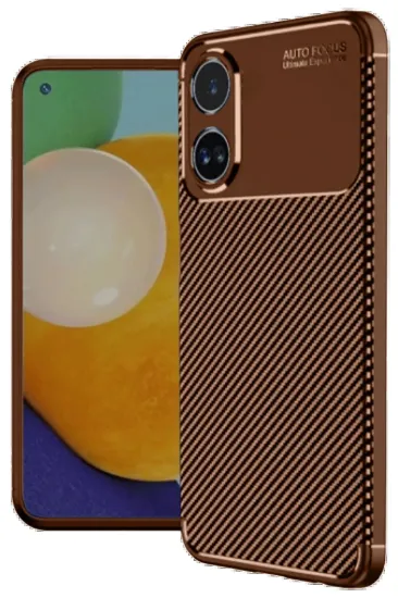 Newface Oppo A38 Kılıf Auto Focus Karbon Kapak - Kahverengi resmi