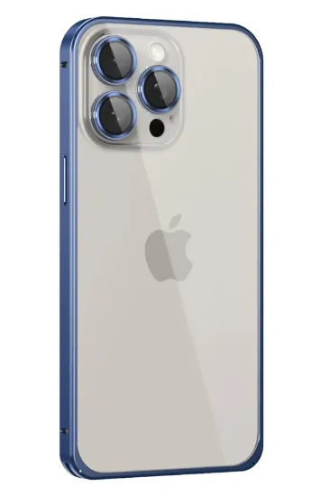 Joko iPhone 15 Pro Metal Bumper Mat Kapak - Lacivert resmi