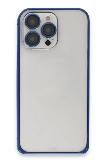 Joko iPhone 15 Pro Metal Bumper Mat Kapak - Lacivert resmi