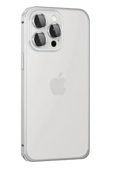 Joko iPhone 15 Pro Max Metal Bumper Mat Kapak - Gümüş resmi