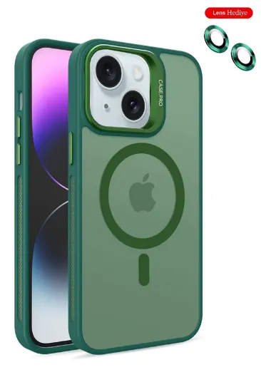 Joko iPhone 14 Kılıf Flet Lens Magsafe Kapak - Koyu Yeşil resmi