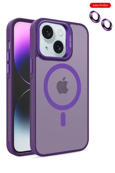 Joko iPhone 14 Kılıf Flet Lens Magsafe Kapak - Derin Mor resmi