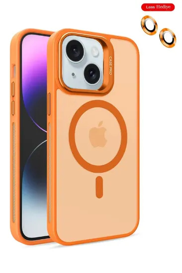 Joko iPhone 14 Kılıf Flet Lens Magsafe Kapak - Turuncu resmi