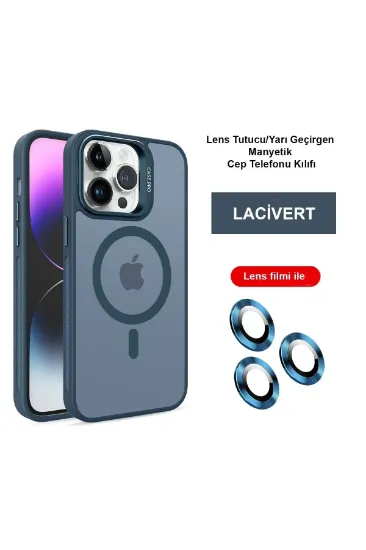 Joko iPhone 14 Pro Max Kılıf Flet Lens Magsafe Kapak - Lacivert resmi