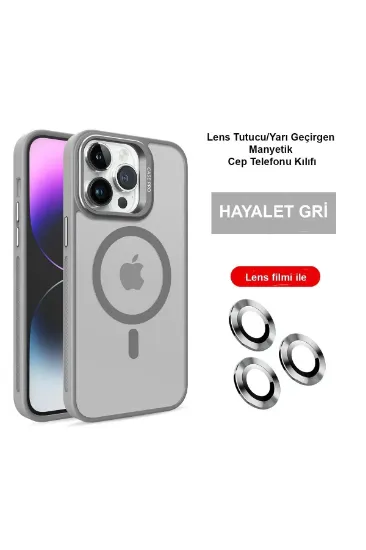 Joko iPhone 15 Pro Kılıf Flet Lens Magsafe Kapak - Gri resmi