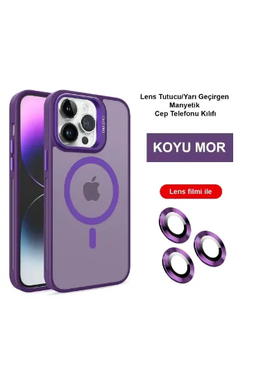 Joko iPhone 15 Pro Max Kılıf Flet Lens Magsafe Kapak - Derin Mor resmi