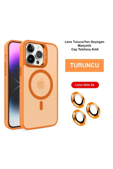 Joko iPhone 15 Pro Max Kılıf Flet Lens Magsafe Kapak - Turuncu resmi