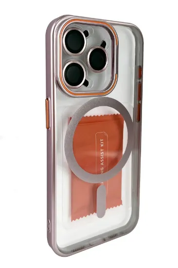 Joko iPhone 15 Pro Max Crown Lens Standlı Magsafe Kapak - Pembe resmi