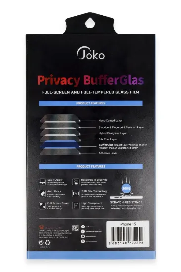 Joko iPhone 14 Buffer Hayalet Cam Ekran Koruyucu - Siyah resmi