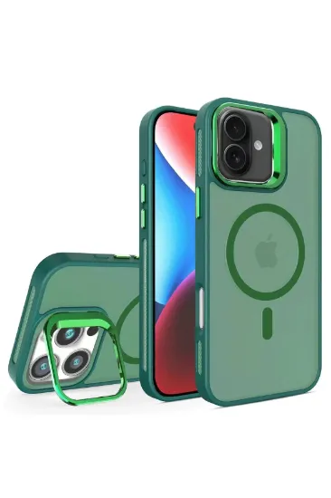 Joko iPhone 16 Plus Flet Lens Magsafe Kapak - Koyu Yeşil resmi