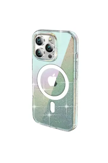 Joko iPhone 15 Pro Max Rasasi Simli Magsafe Kapak - Şeffaf resmi
