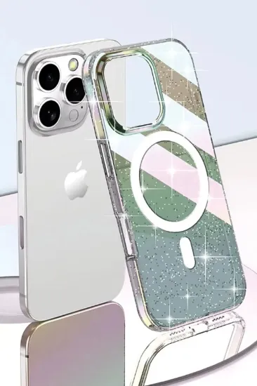 Joko iPhone 15 Pro Max Rasasi Simli Magsafe Kapak - Şeffaf resmi