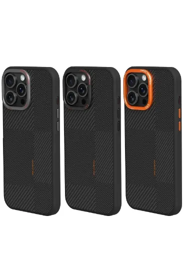 Joko iPhone 14 Pro Max Orange Karbon Magsafe Kapak - Gri resmi