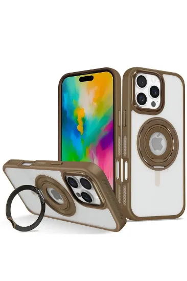 Joko iPhone 16 Pro Banza Magsafe Standlı Kapak - Kahverengi resmi