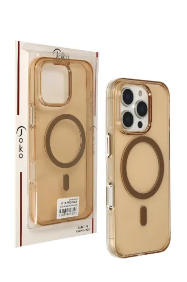 Joko iPhone 16 Pro Gleam PC Sert Magsafe Kılıf - Şeffaf-Gold resmi