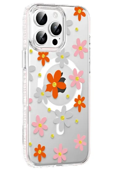 Joko Apple iPhone 14 Pro Max Floral Magsafe Kapak - Turuncu resmi