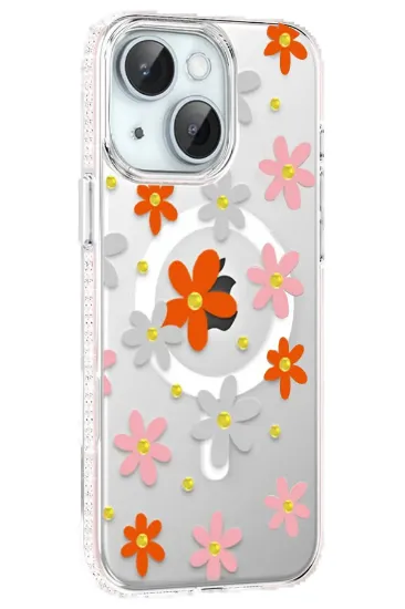 Joko Apple iPhone 15 Floral Magsafe Kapak - Turuncu resmi
