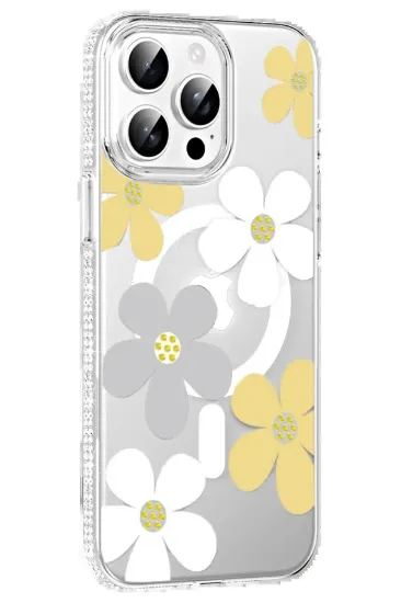 Joko Apple iPhone 15 Pro Floral Magsafe Kapak - Sarı resmi
