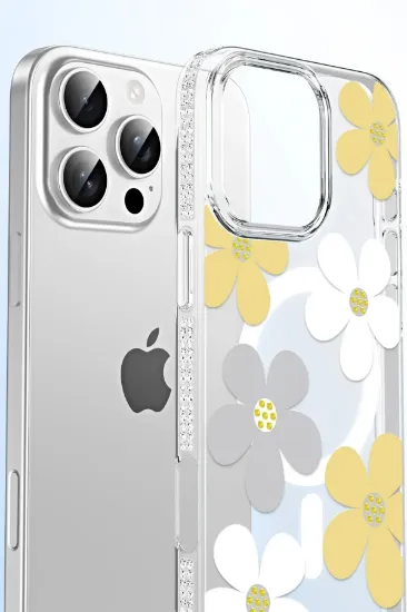 Joko Apple iPhone 16 Floral Magsafe Kapak - Sarı resmi