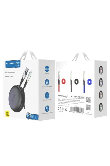 Konfulon DC17 Lightning Kablo iphone Uyumlu 1M 2.4A - Kırmızı resmi
