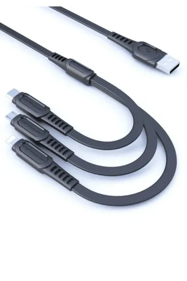 Konfulon DC19 3in1 USB Kablo 1.3M 3A - Siyah resmi