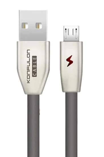 Konfulon S53 Led Işıklı Micro USB Kablo 1M 3A - Siyah resmi