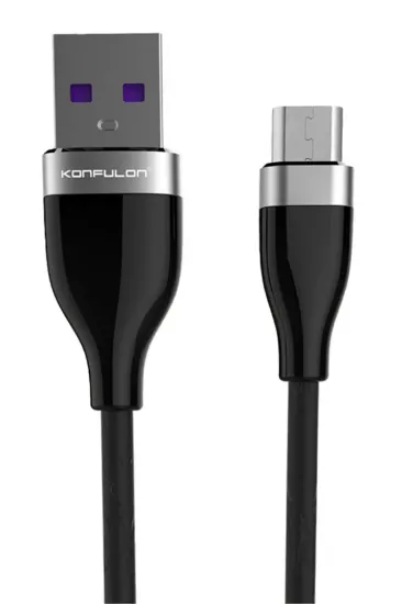 Konfulon S82 Seramik Uçlu Micro USB Kablo 1M 3.1A - Siyah resmi
