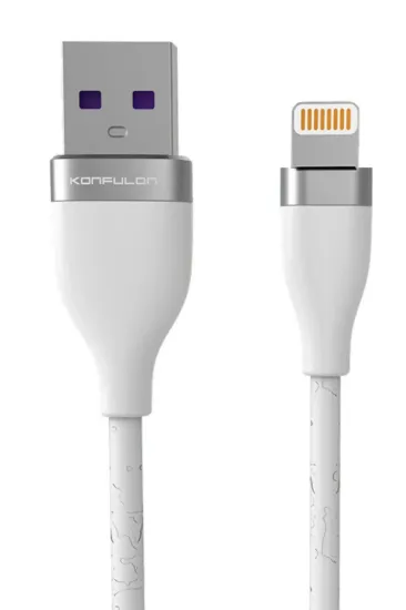 Konfulon S83 Seramik Uçlu Lightning Kablo iphone Uyumlu 1M 3.1A - Beyaz resmi