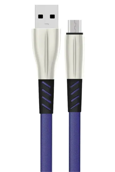 Konfulon S88 Metal Uçlu Micro USB Kablo 1M 2.4A - Mavi resmi